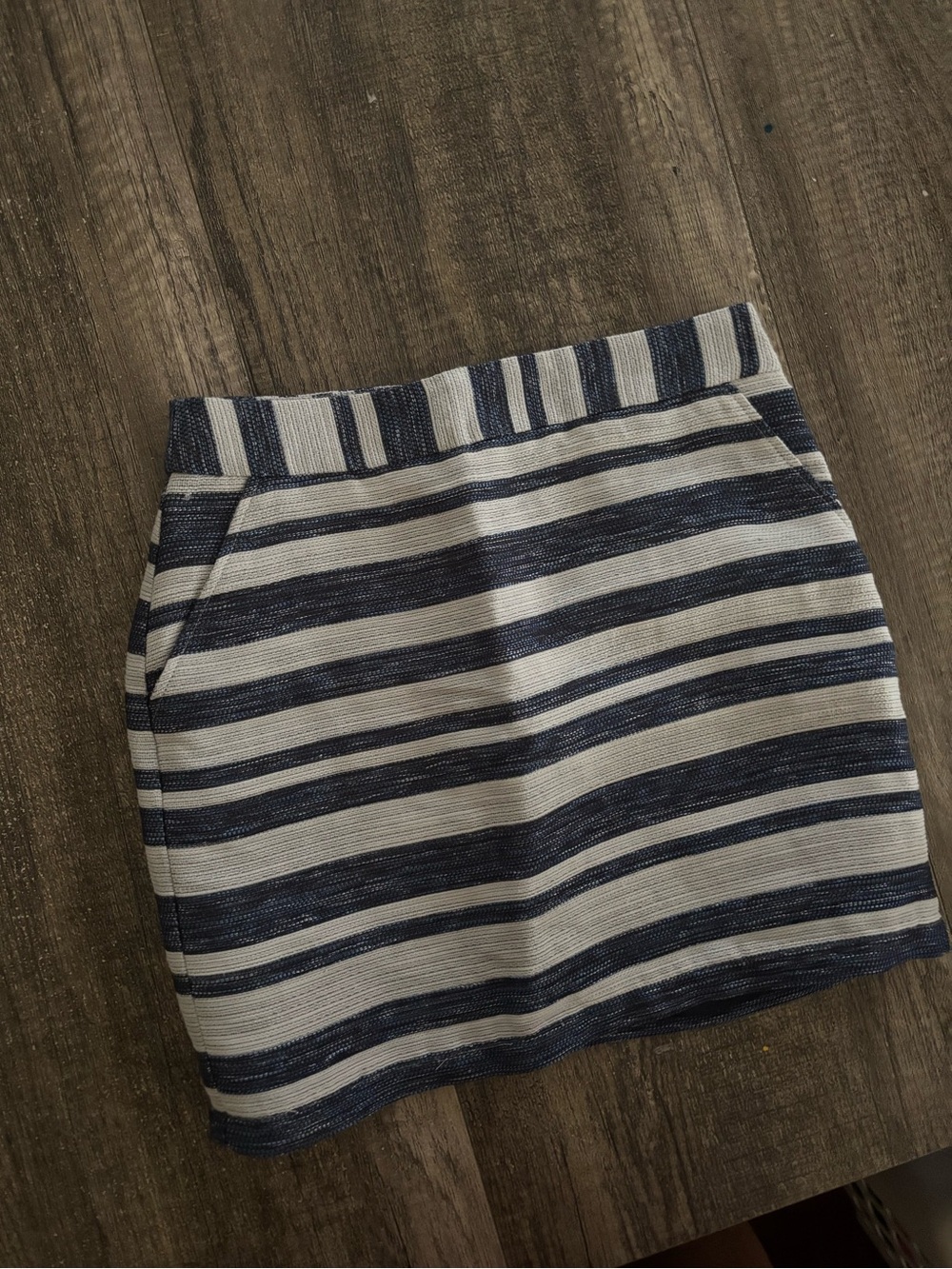 Striped Navy and White Mini Skirt